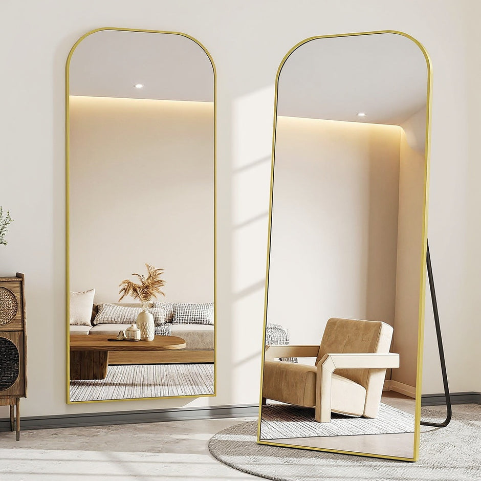71"x28" Large Floor Standing & Wall Mountable Full Body Mirror with Sturdy Aluminum Frame