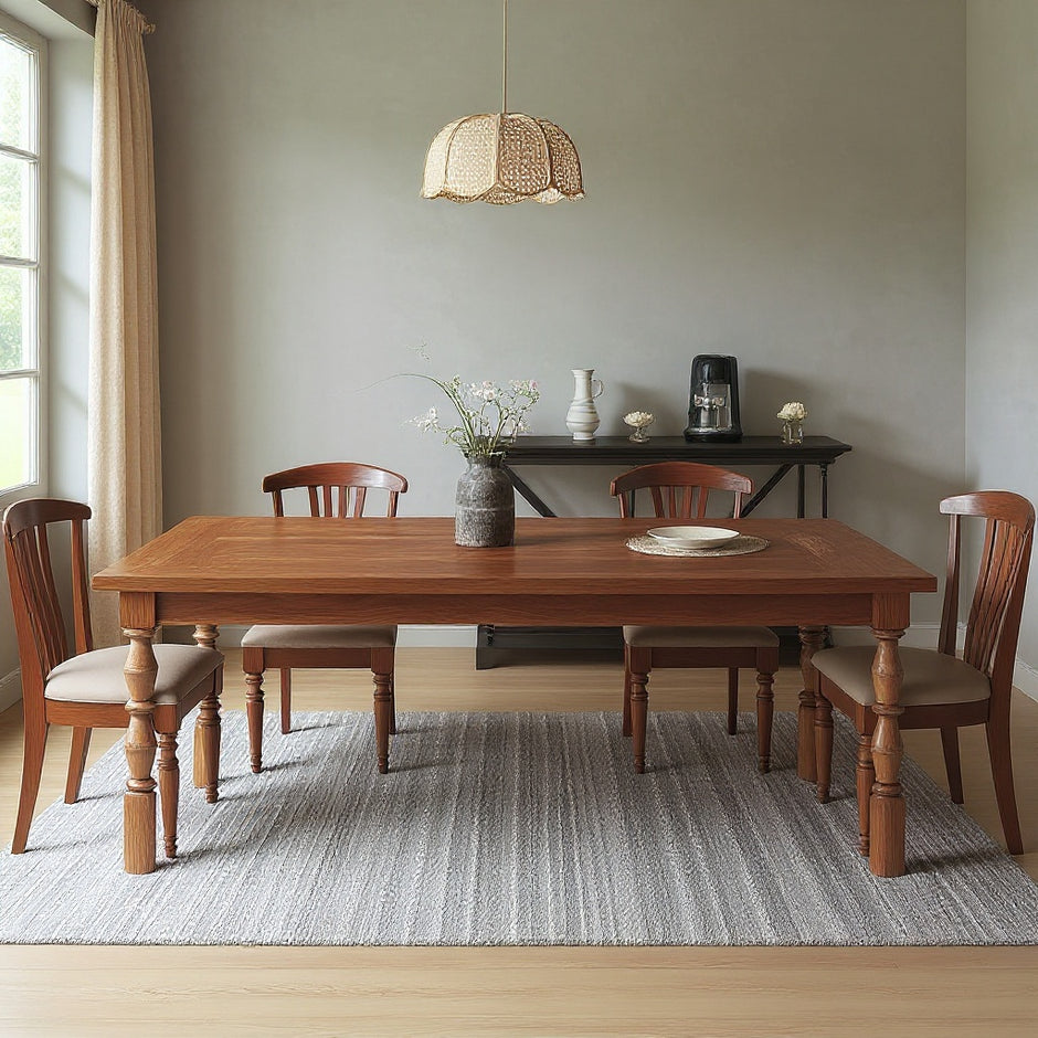 Rectangular Dining Table with Carved Legs – Brown / Black