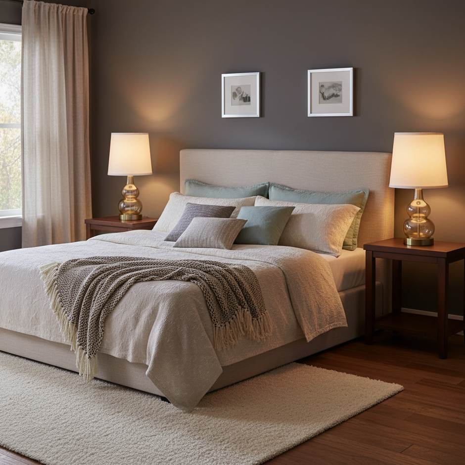 Set of 2 Modern Glass Gourd Table Lamps with White Fabric Shade – 17.5