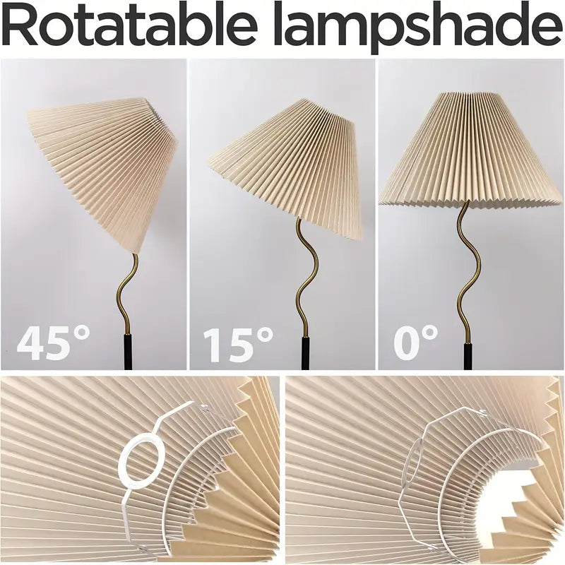 Elegant Floor Lamp with Rotatable Pleated Lampshade