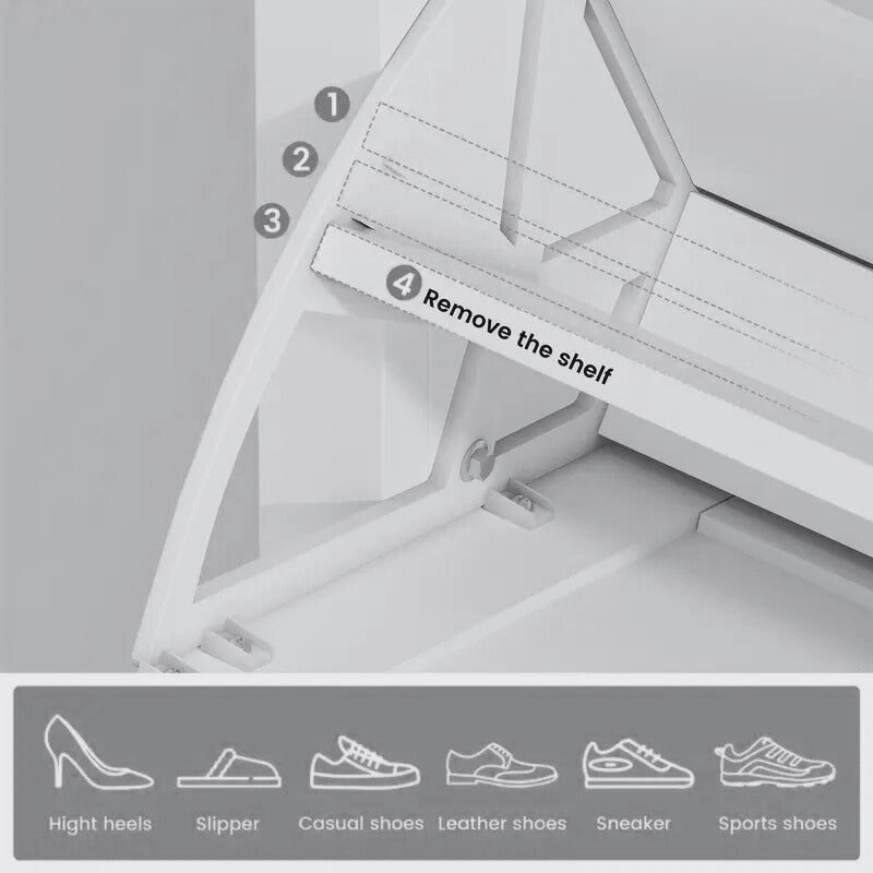 Modern Farmhouse Shoe Cabinet with Flip Drawers and Storage Shelf – White & Oak Finish