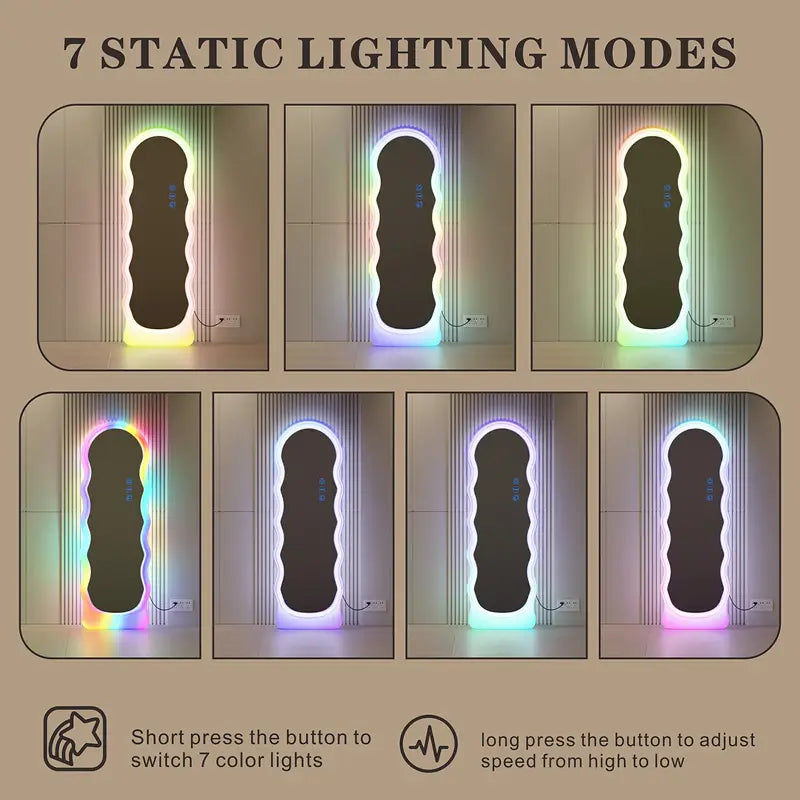 RGB LED Wavy Full-Length Mirror – 63