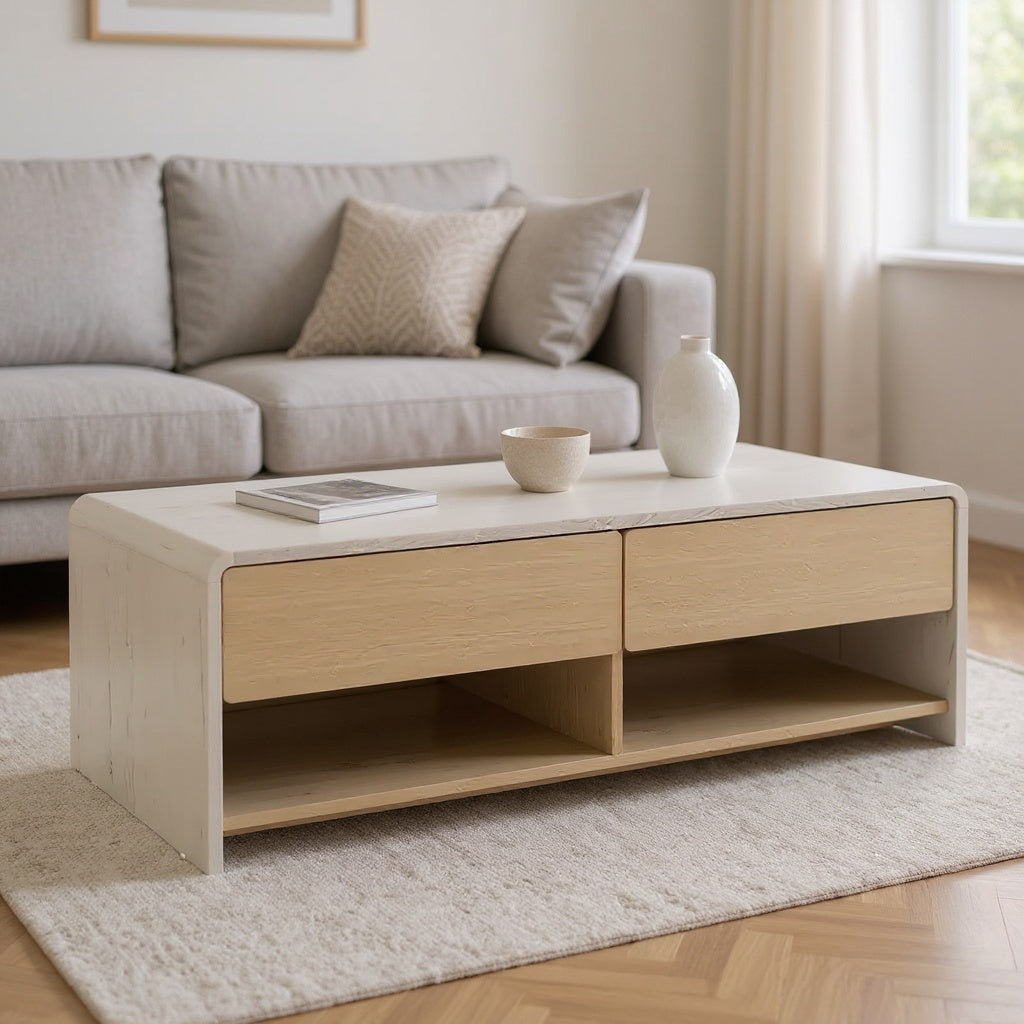 Modern Coffee Table with Storage Drawers, 43