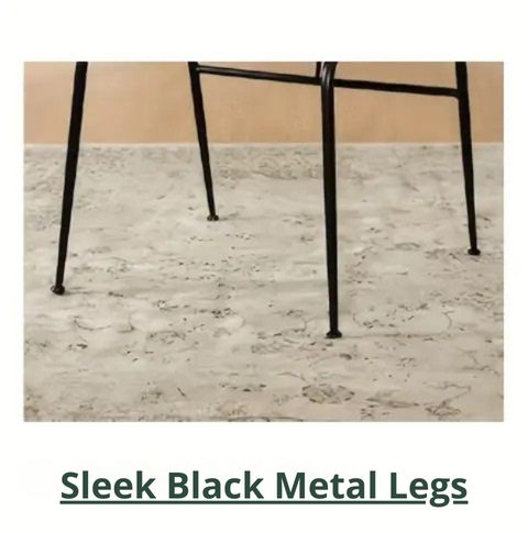 Set of 2 Modern Dining Chairs with Wood Back & Black Metal Legs