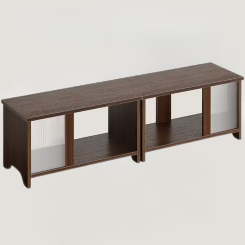 Modern LED TV Stand with Adjustable Storage, Black & Brown