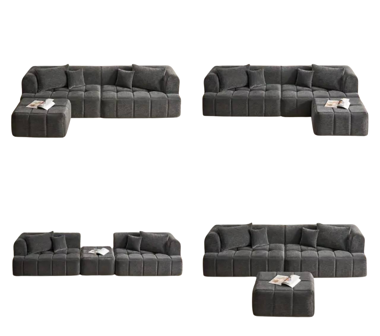 Modern L-Shaped Sectional Sofa with Ottoman – Deep Seat