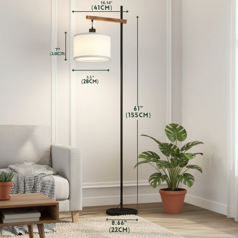 Modern Floor Lamp with Linen Shade and Foot Switch – 61