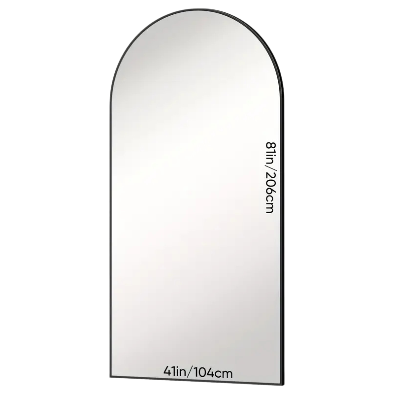 Arched Full-Length Floor Mirror with Metal Frame and Stand, Sizes 78