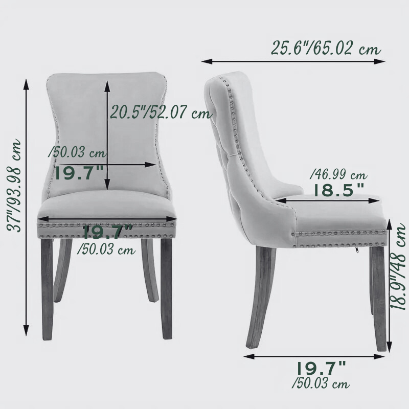 Velvet Dining Chairs with Button-Tufted Back, Solid Wood Legs – Set of 2