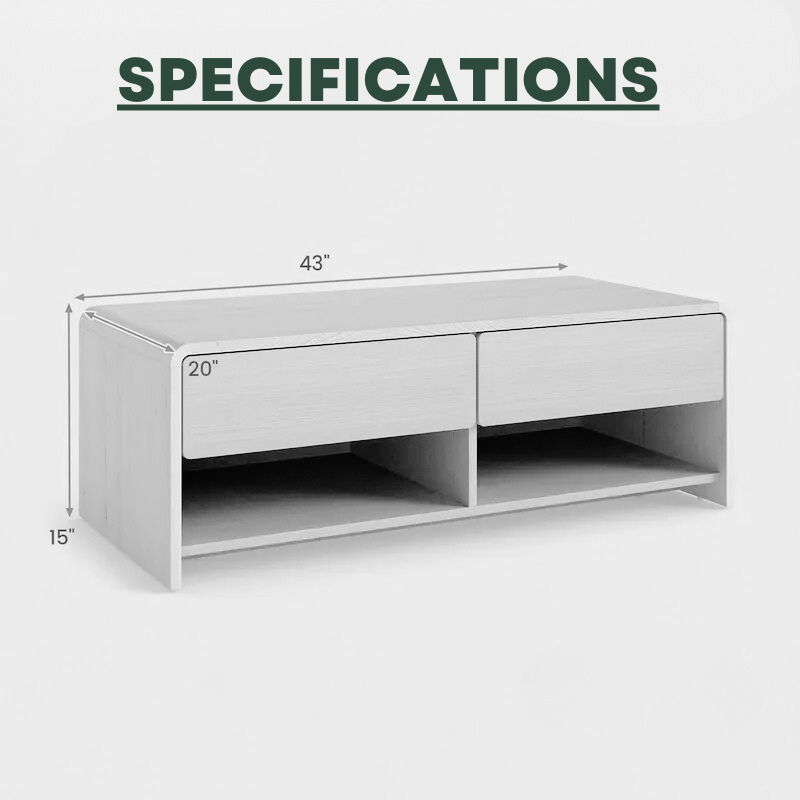 Modern Coffee Table with Storage Drawers, 43