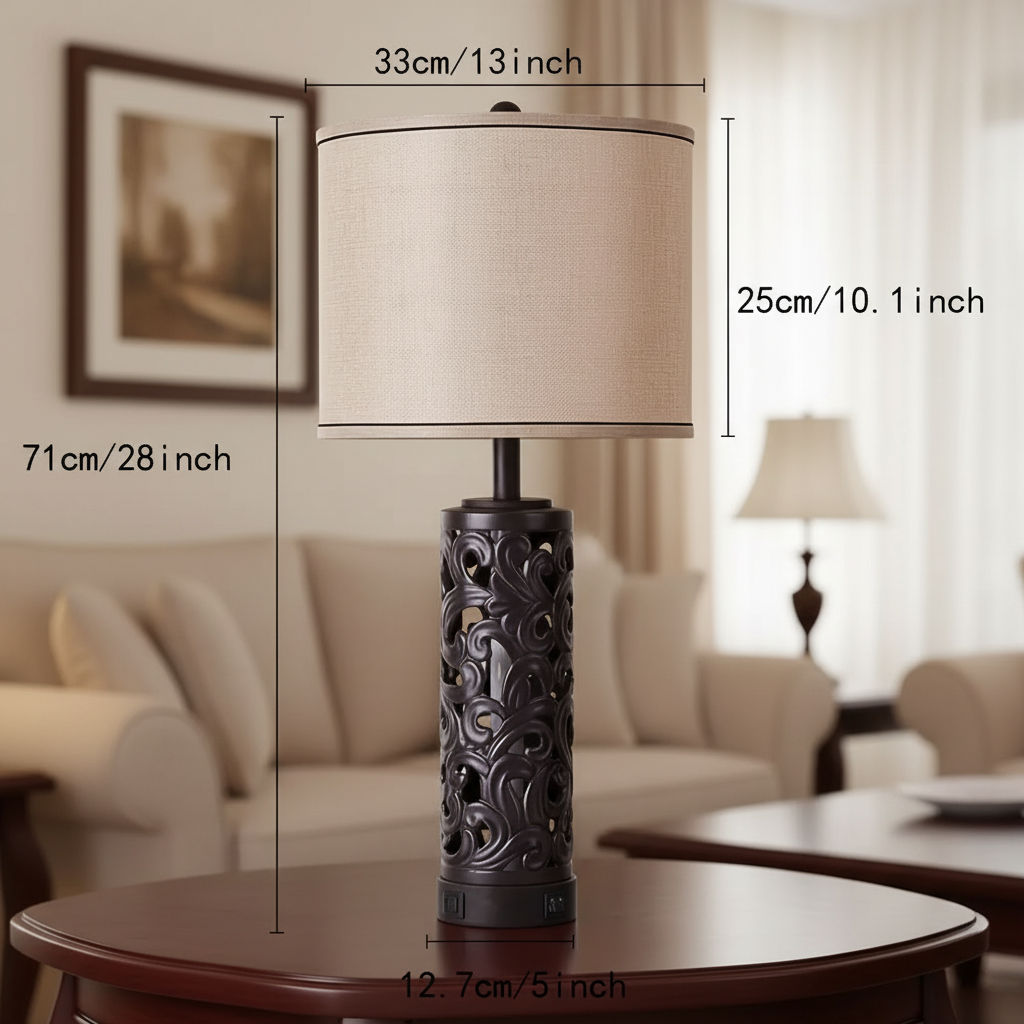 Set of 2 Modern Ceramic Table Lamps with USB/USB-C Charging Ports – 28