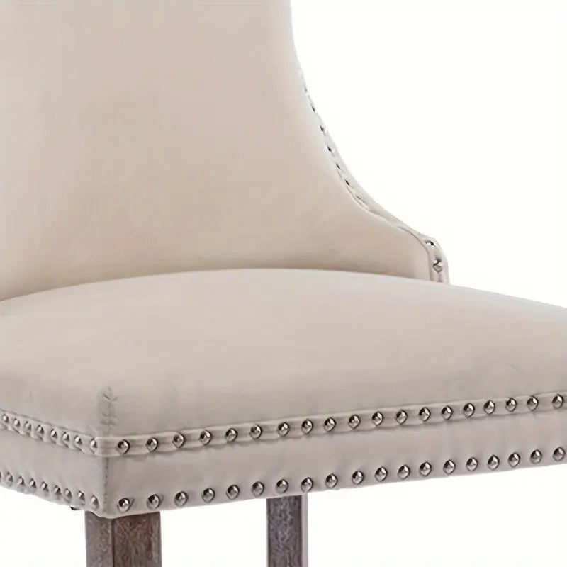 Velvet Dining Chairs with Button-Tufted Back, Solid Wood Legs – Set of 2