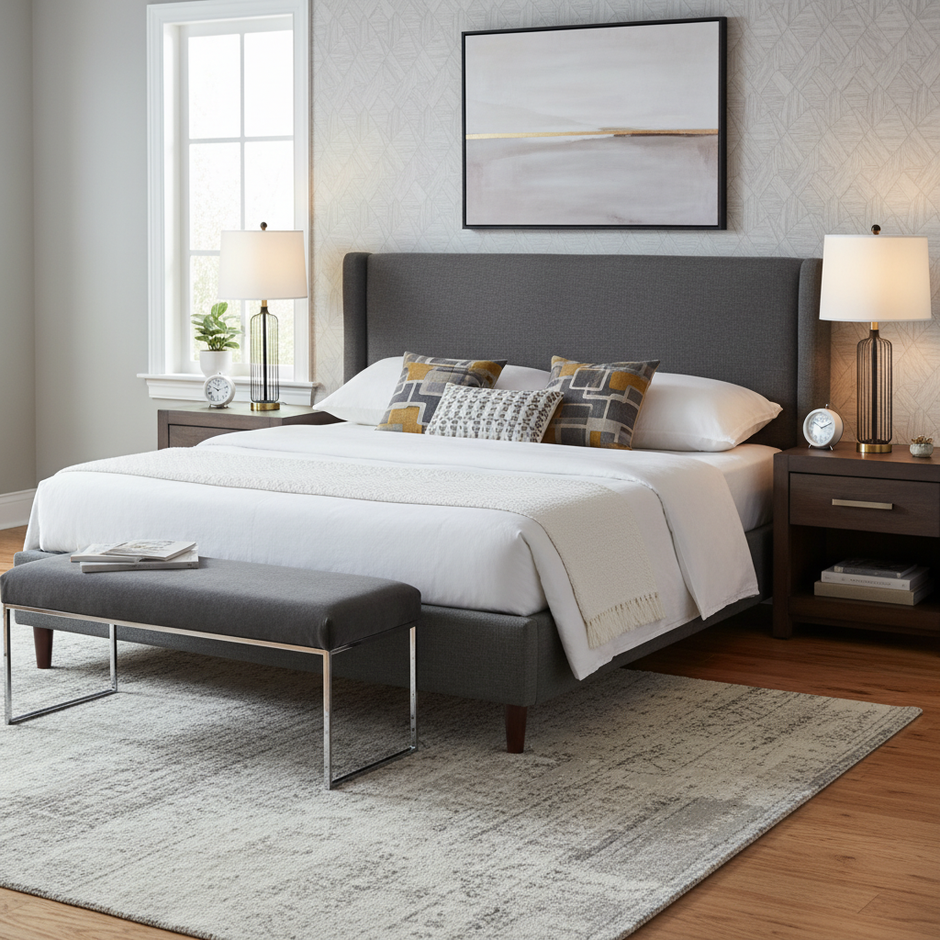 Set of 2 Modern Black Metal Cage Table Lamps with White Drum Shade – 27.5