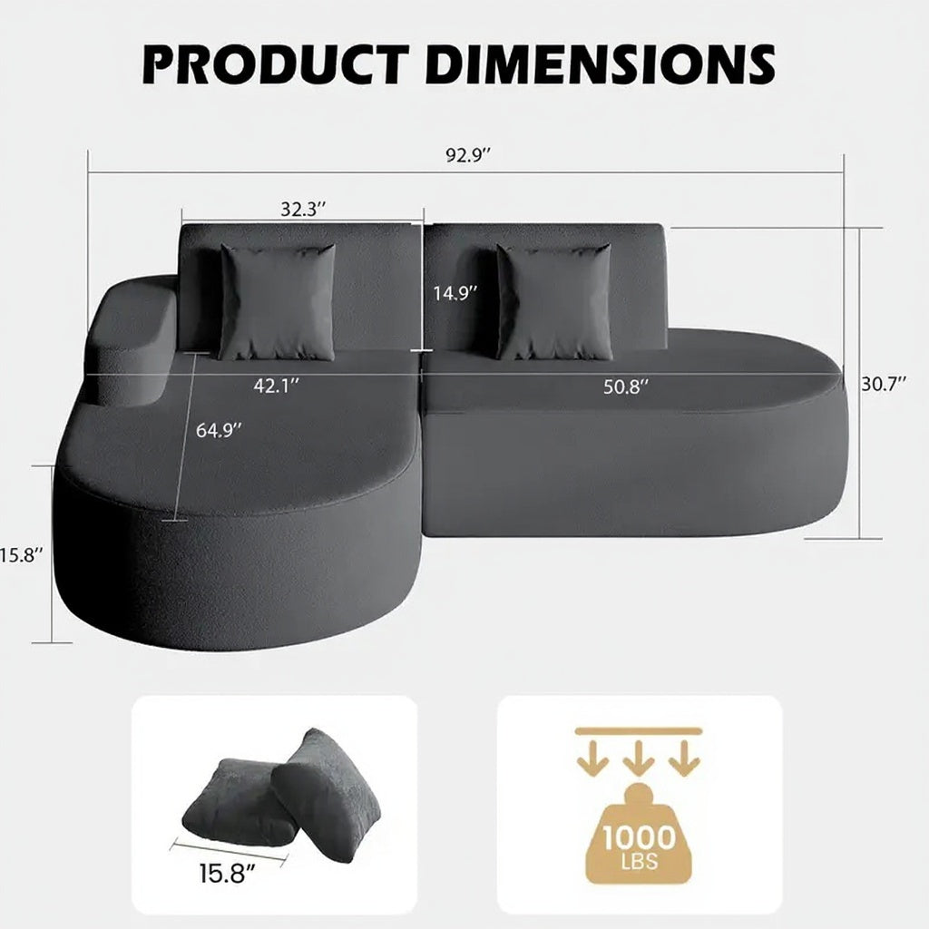 Modern L-Shaped Sectional Sofa with Chaise Lounge – Deep Seat, Multiple Colors