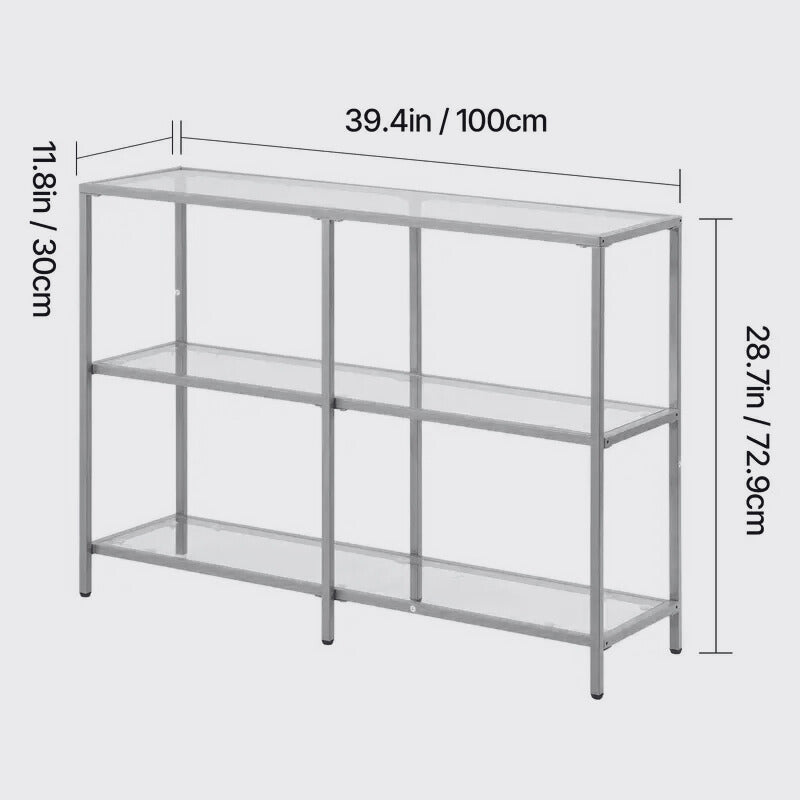 Modern 3-Tier Glass Display Shelf with Metal Frame – Black or Gold