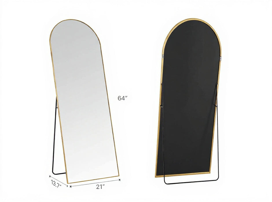 Arched Full Length Mirror – Black & Gold, Wall Mounted / Free Standing