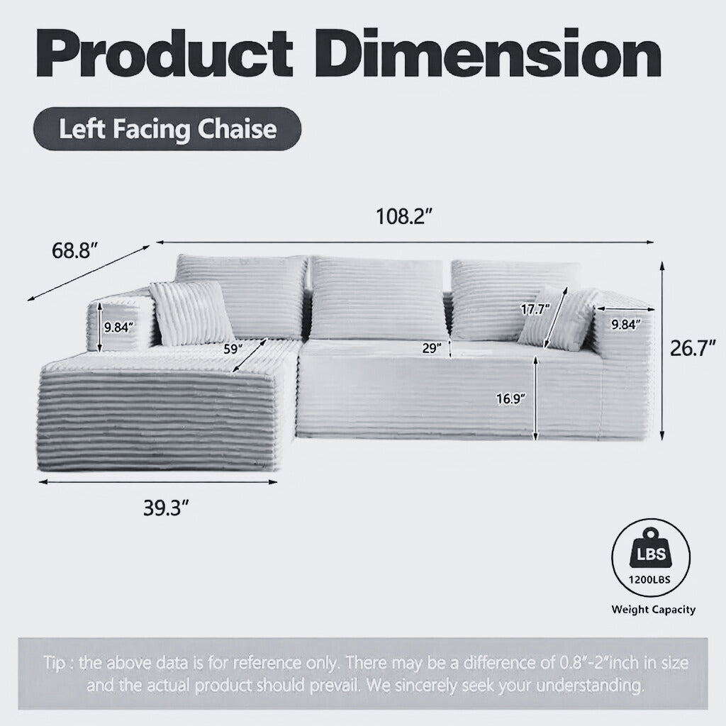 Modern L-Shaped Sectional Sofa with Chaise