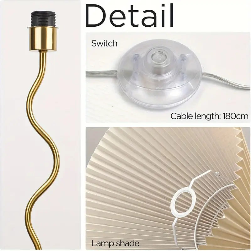Elegant Floor Lamp with Rotatable Pleated Lampshade