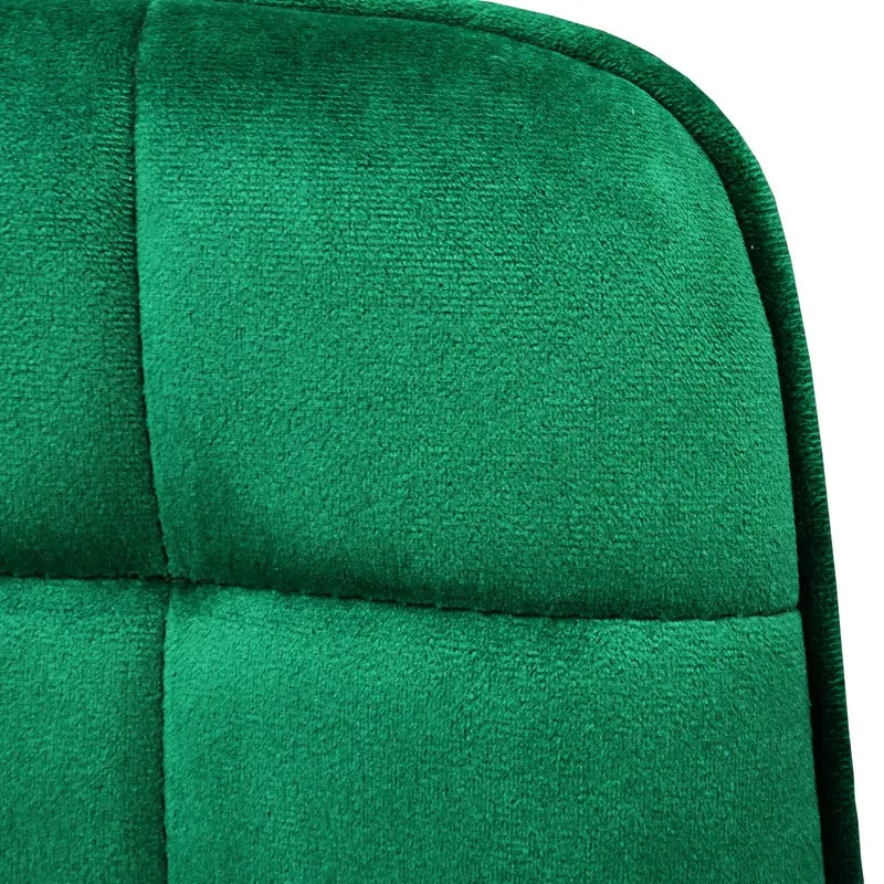 Set of 4 Modern Upholstered Dining Chairs with Quilted Velvet Fabric and Black Metal Legs – Cream / Green