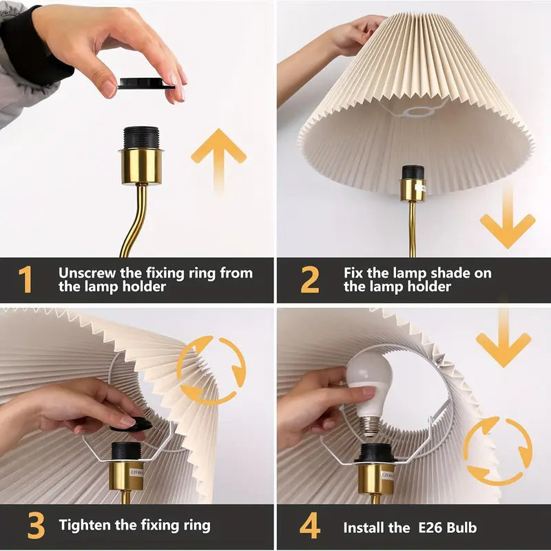 Elegant Floor Lamp with Rotatable Pleated Lampshade