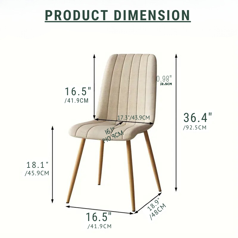 Set of 4 Upholstered Dining Chairs – Beige Fabric, Modern Design