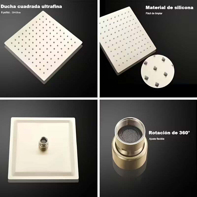 Brushed Gold Shower System – Wall-Mounted Rainfall Shower with Handheld Sprayer and Mixer Valve