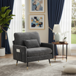 Chenille Upholstered Accent Chair with Storage Pockets