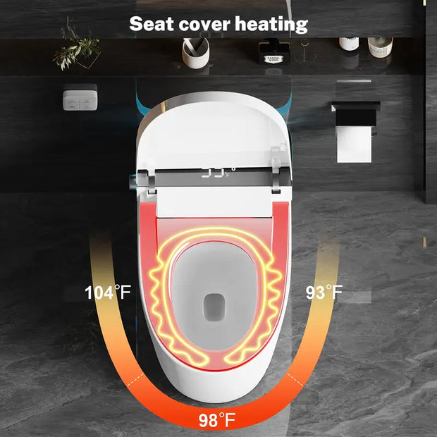 Smart Toilet with Heated Seat, Auto Flush & LED Night Light – Modern One-Piece Bidet Toilet