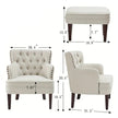 Tufted Accent Chair with Ottoman – Beige