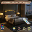 Queen Bed Frame with Corduroy Upholstered Headboard and RGB LED Lights