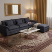 Modern Sectional Sofa with Movable Ottoman – Dark Gray Upholstered L-Shaped Couch with Storage and High Elastic Support