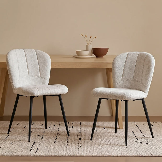 Set of 2 Modern Upholstered Dining Chairs with Metal Legs