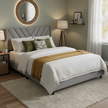 Modern Upholstered Platform Bed with Channel-Tufted Headboard