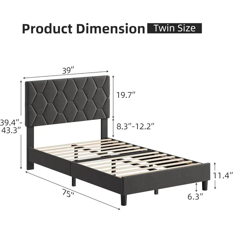 Diamond Tufted Upholstered Bed Frame – Twin Size