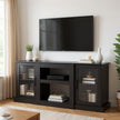 Modern TV Stand with Glass Doors, Fits up to 65” TVs – Storage Cabinet with Shelves