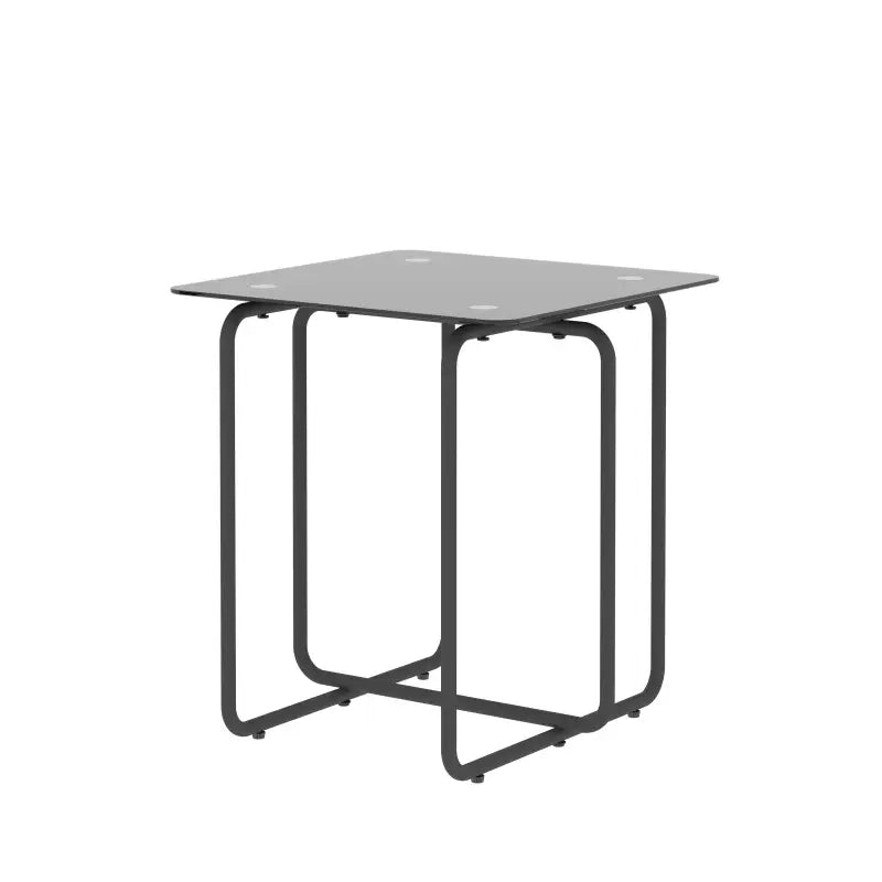 Modern Square Glass Side Table – Clear Glass or Black Glass – Metal Frame Accent Table
