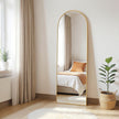 Arched Full Length Mirror – Black & Gold, Wall Mounted / Free Standing