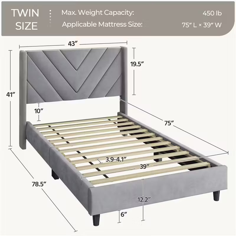 Modern Upholstered Platform Bed with Channel-Tufted Headboard