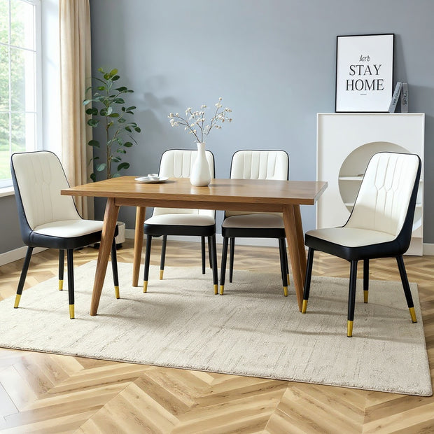 Set of 4 Modern Upholstered Dining Chairs with Gold-Tipped Legs – CozyVianno