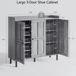 Large Rustic Gray 3-Door Shoe Cabinet with Adjustable Shelves