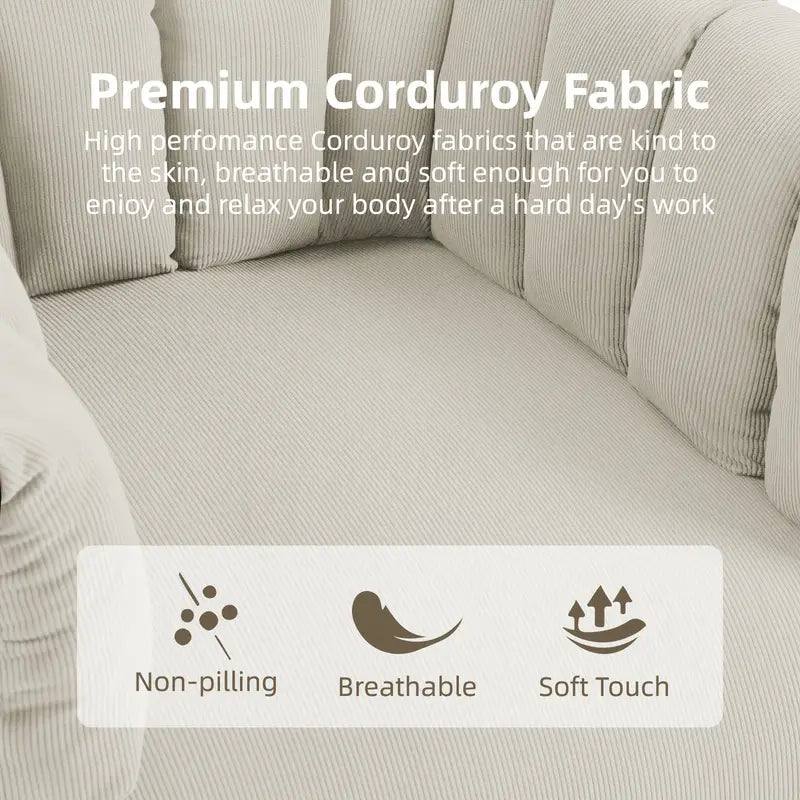Modern Corduroy Barrel Lounge Chair – Beige / Grey