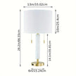 Set of 2 White Marble-Style Table Lamps with Dual Pull Chains & USB Port – 26.2