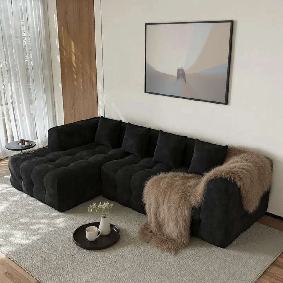 Modern Modular Sectional Sofa with Chaise – White & Black | Left & Right Configurations