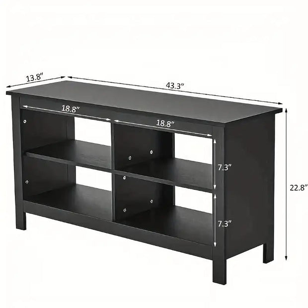 43" Modern Chic TV Stand with Storage Shelves – Black / White