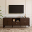 Modern Solid Wood TV Stand with Storage Cabinets & Drawer