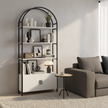 Modern Arched Bookshelf with Cabinet – 71” Tall Storage Unit