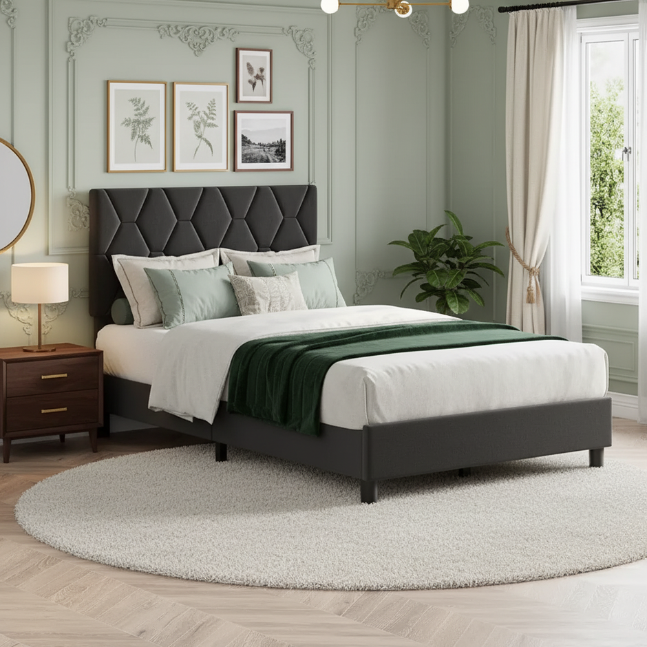 Diamond Tufted Upholstered Bed Frame – Twin Size