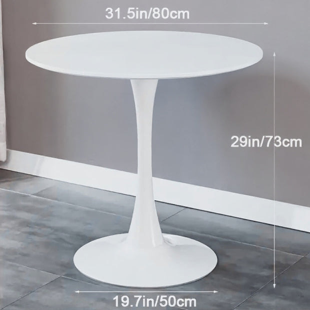 Round White Tulip Dining Table – 31.5" Modern Pedestal Base