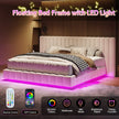 Modern Floating Upholstered Bed Frame with LED Lights