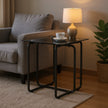 Modern Square Glass Side Table – Clear Glass or Black Glass – Metal Frame Accent Table